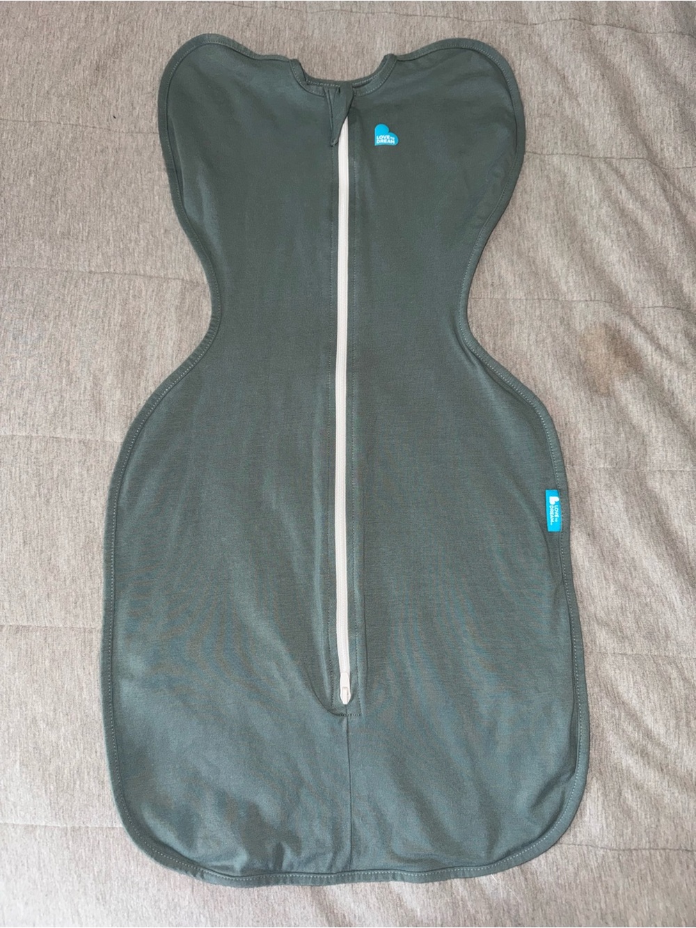 Love to Dream Swaddle Sleep Sack in Olive Green - Zip Front 1.0